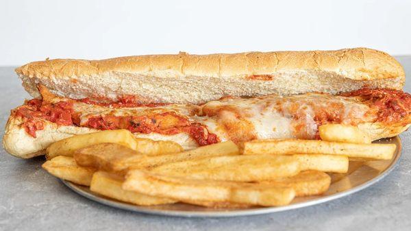 Chicken Parm Sub with Steak Fries