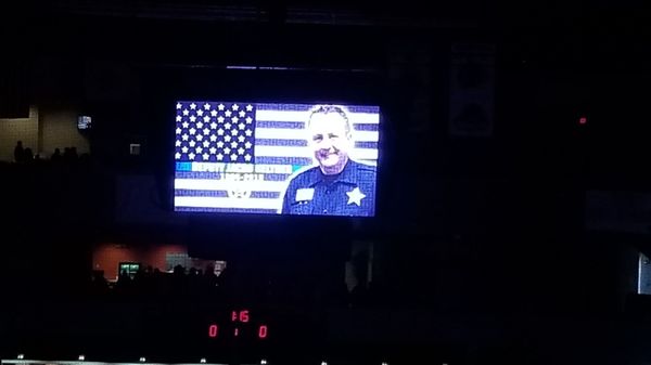 On this particular night 3-16-2019, the Icehogs had a moment of silence for a fallen officer.  Deputy Jacob Keltner. R.I.P.