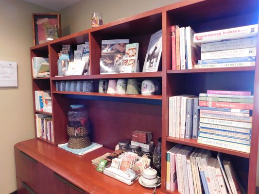 Infused water, tea, lending library.