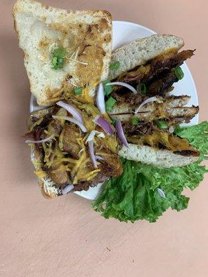 Oxtail and sweet plantain sandwich