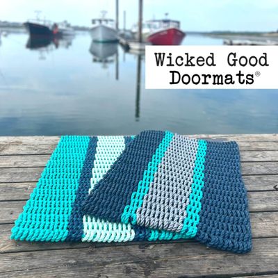 Made from the same ropes used in Lobster traps, these long handmade mats will brighten your entry and trap all the sand too!