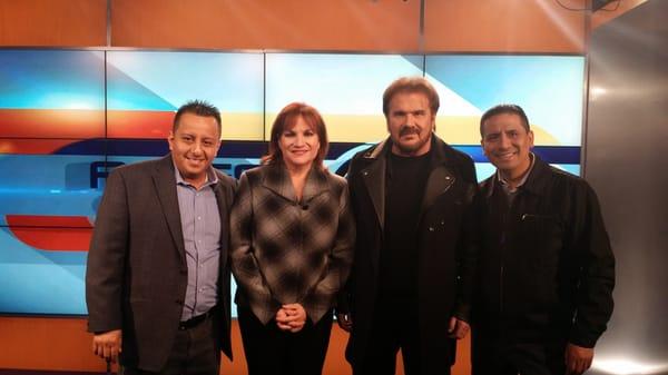 Javier, Granoble Entertainment president alongside Pimpinela and Sr Inga, from Sabor Latino Restaurant, just before an interview.