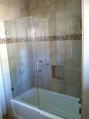 Frameless Shower Doors over Tub