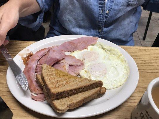 Huge pile of ham with eggs