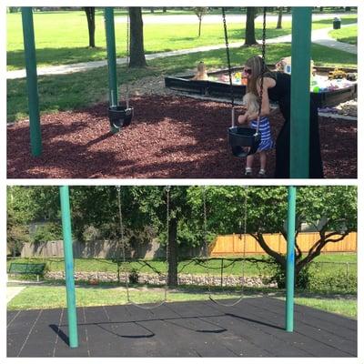 Two big kid swings, two baby swings.