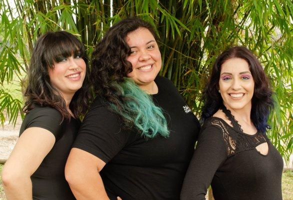 (from left to right) Angelita Delrossi (Aesthetician) , Marilena Garza (Massage Therapist), Naomi Linan-Rodriguez (Aesthetician)