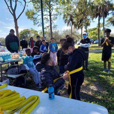 Outdoor events like a family 
Belt ceremony and breakfast