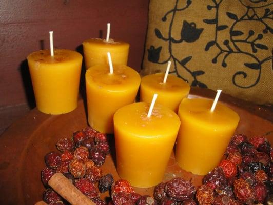 Bees Wax and Soy Based Votive Candles, Jars, warming melts made with essential and natural fragrance oils