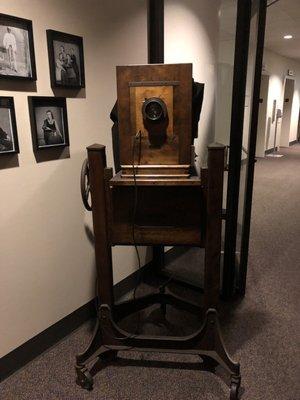 An old camera on display.