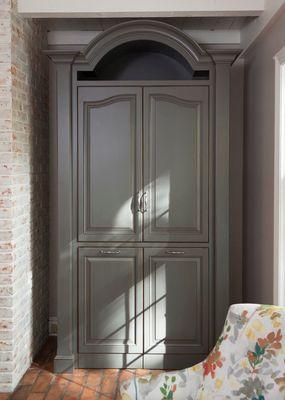 A Custom Tall Armoire In A Traditional Cottage Kitchen.