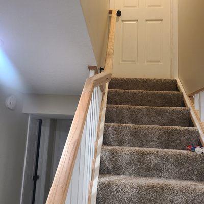 Offset railing, basement finish