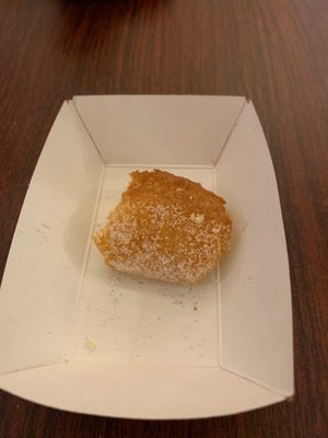 Last remnants of a sugar doughnut.