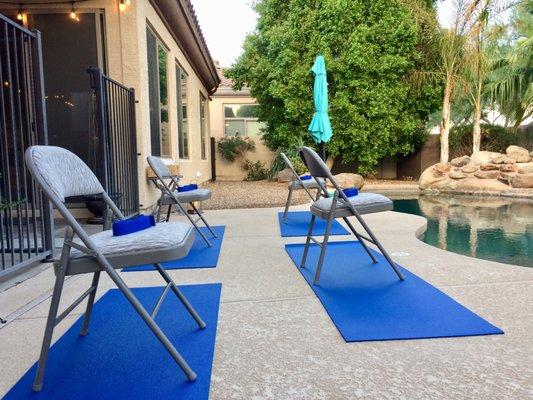 Pool side chair yoga classes