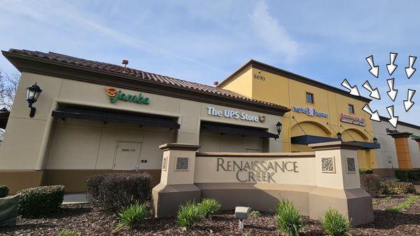 located inside the Renaissance Creek Complex next to Quest Diagnostics and Sourdough & Co