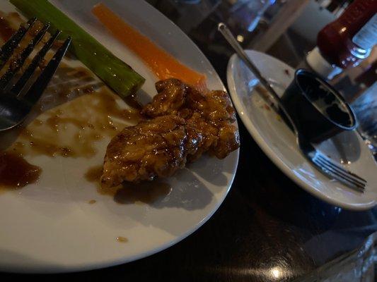 Bourbon glaze boneless wings. Amazing!