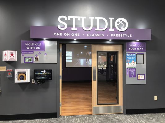 Our private studio which is set up with a Wexer. This will projects over 700 virtual classes such as daily burn, zumba, spin, yoga and more!