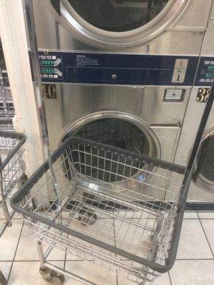 Laundry basket in front of washer