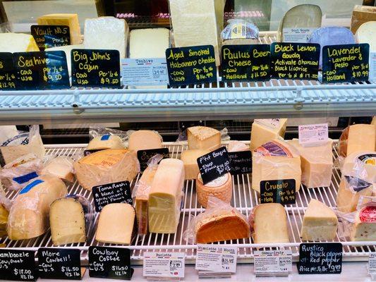 A nice variety of cheeses at Cured & Whey!