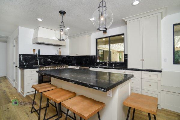 Modern kitchen remodel with soapstone countertops in Folsom, Ca.