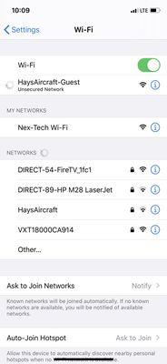 Free WiFi. Hays FBO guest or the Nex-Tech signal.