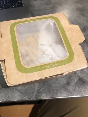 Chicken mozzarella sandwich came in a box