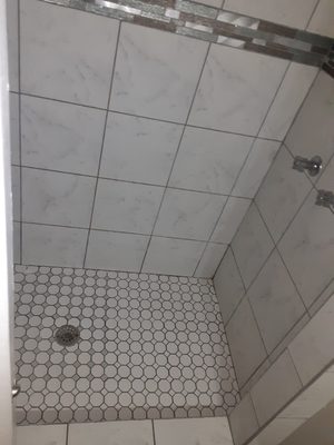 Tile  shower cleaning .