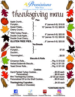 Thanksgiving Menu 202