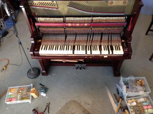 Piano repair and restoration in our fully-equipped shop in Oak View, CA