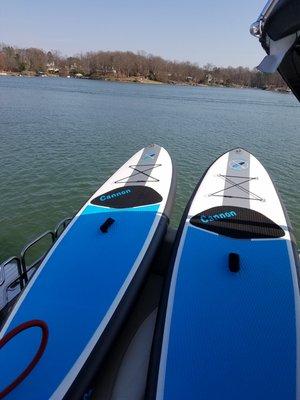 Our boards can be inflated anywhere.  These were inflated on a pontoon on Lake Norman.