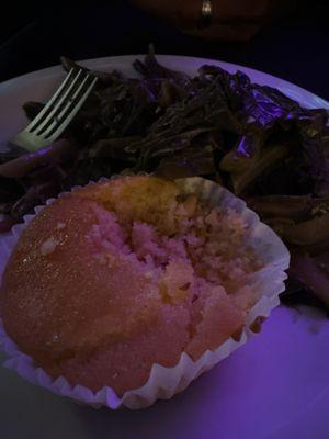 Cold collard greens and cornbread