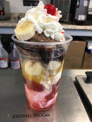 Banana split in cup