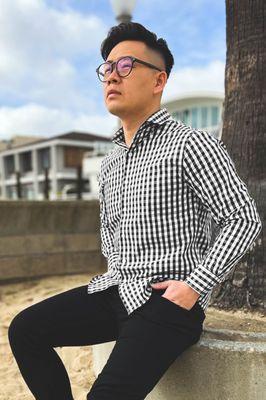 Gingham Button Down Shirt Black | Shirts for Shorter Men