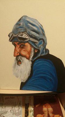 Old Biker, acrylic on stretched canvas, 16 x 20