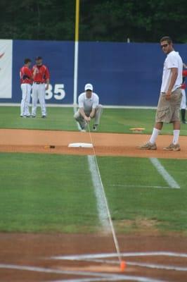 Preparing the field before a game