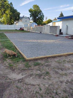 Pit area for fire pit and deck