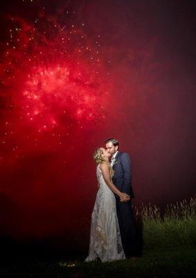 Wedding fireworks in Manchester.VT photographed by Sally Carpenter