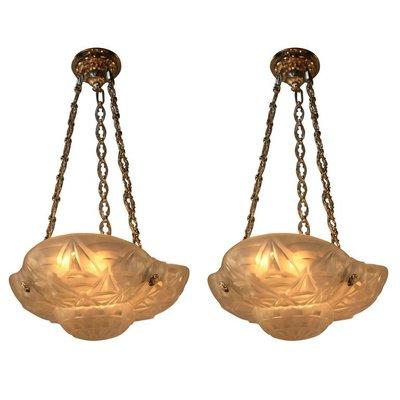 New Featured Item: Pair of French Art Deco Chandeliers by Degué