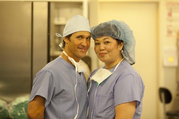 Dr. Frankel with Cecilia his surgical scrub technician of 10 years.