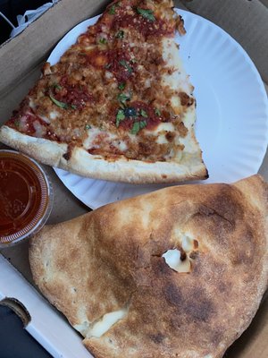 chicken parmesan pizza; calzone