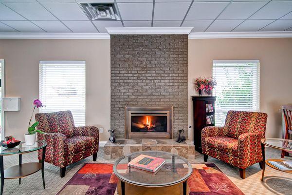 Cozy up to our fireplace in our inviting clubhouse.