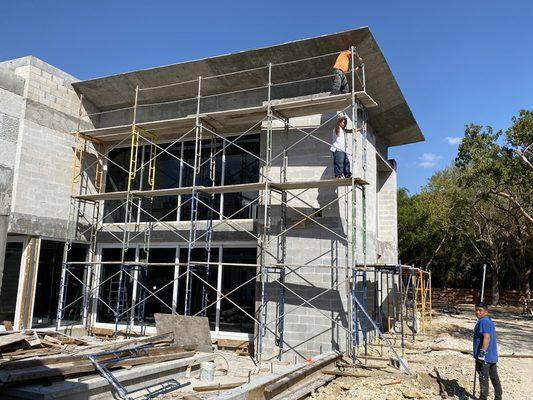 Scaffolding being built