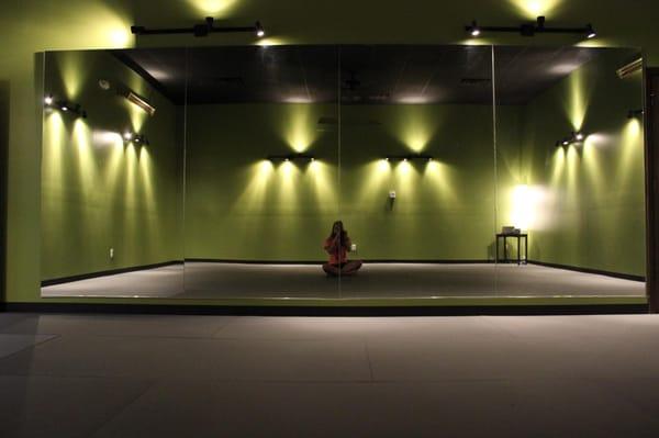 Large studio room that can heat to 105 degrees for hot yoga classes.