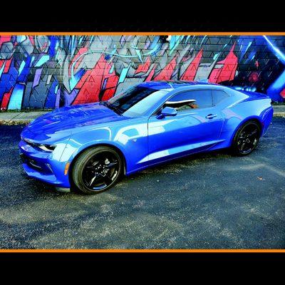 Cool blue Camaro. 20% Tint all around