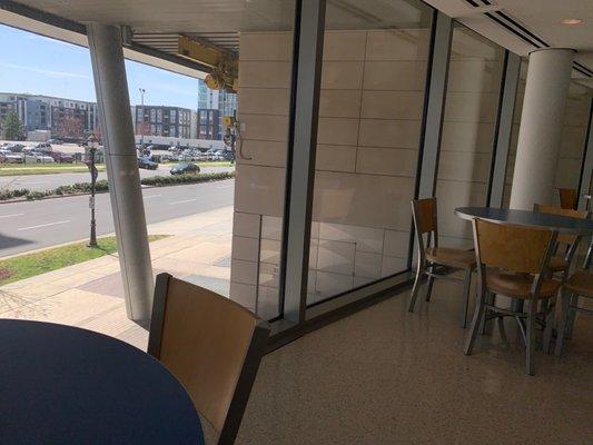 Great little cafe on the 2nd floor of the NASCAR hall of fame. Windows on one side.