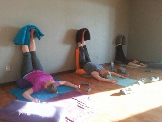 Restorative yoga class