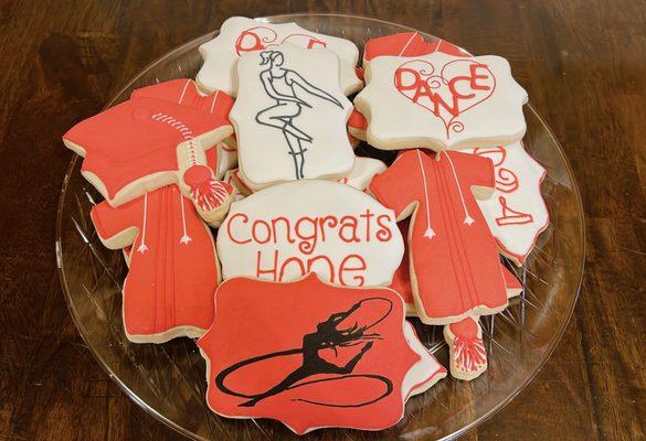 Dance and Graduation themed decorated sugar cookies