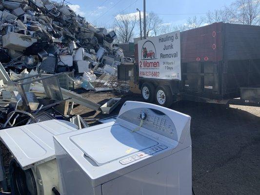 We recycle!  Your smaller scrap metal items are not figured into your junk or trash hauling cost!  So basically We are removing them free!