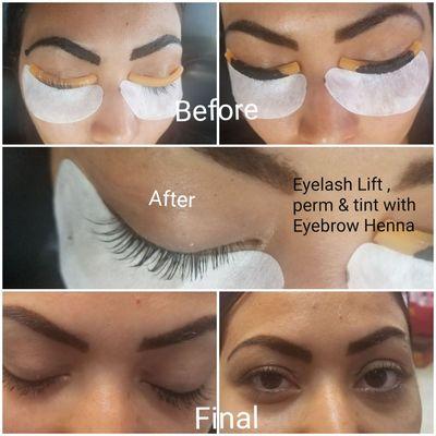 Eyelash lift and perm with eyelash tinting and eyebrow henna by Soni