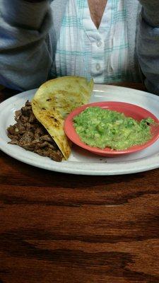 Quesadilla and guacamole.