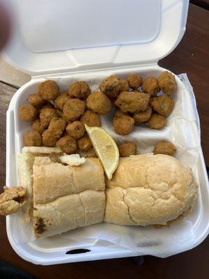 Oyster Poor Boy and Fried Okra